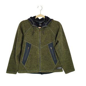 REI Women's Fleece Hoodie Sz Small Full Zip Green Zipper Pockets Drawstring